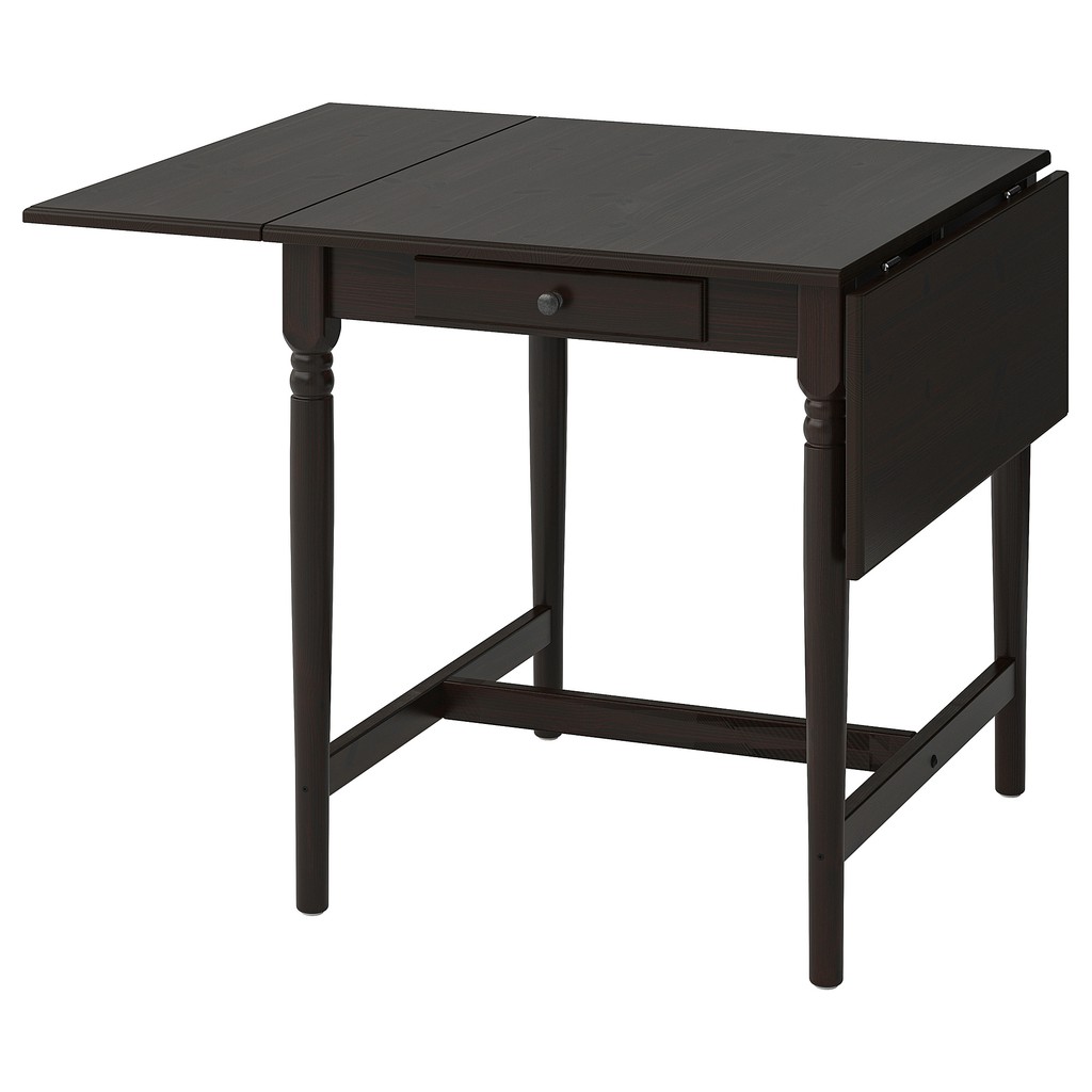絕版品/北歐風格IKEA宜家INGATORP折疊桌實木餐桌延伸桌/松木/黑棕色/短65長123/二手八成新/特$4500