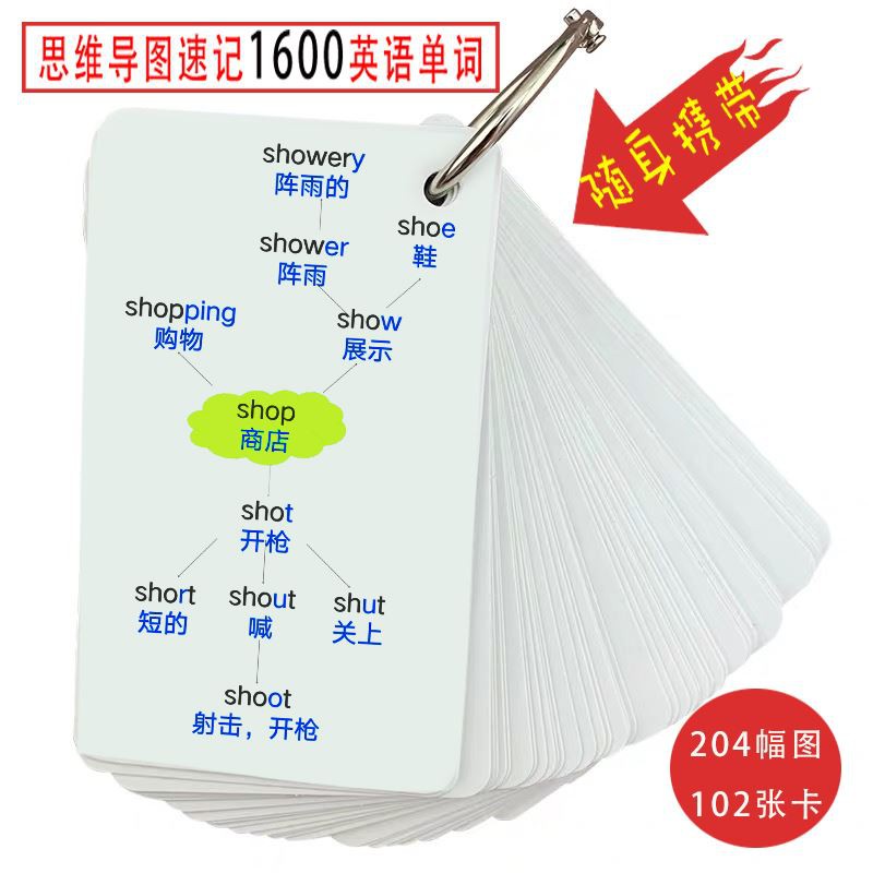 心智圖速記小學國中1600英語單詞卡片輕鬆背單詞記憶單詞 蝦皮購物
