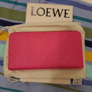 LOEWE 芭比粉 經典logo 長夾