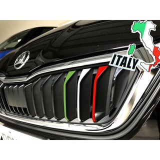 SKODA Scala 2018–2023 水箱罩三色貼｜綠白紅國旗貼・專車裁切｜小馬汽車工坊