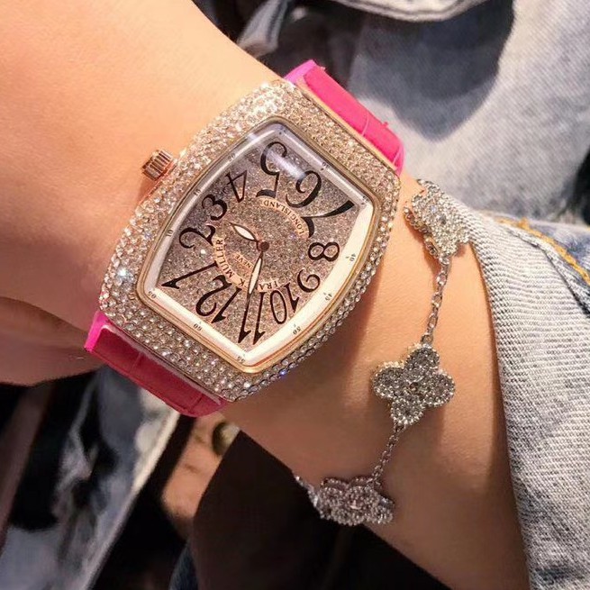 法蘭克穆勒 Franck Muller 滿鑽酒桶系列石英機芯腕錶 精品腕錶 女士手錶 女錶 潮流時尚腕錶 氣質腕錶