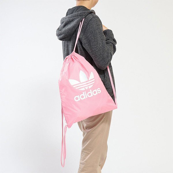 2018 8月 adidas GYMSACK TREFOIL後背包 束口袋 三葉草 粉紅色 愛迪達 D98919