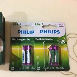 Philips 四號充電電池AAA四顆送充電座 玩具 鬧鐘 手電筒