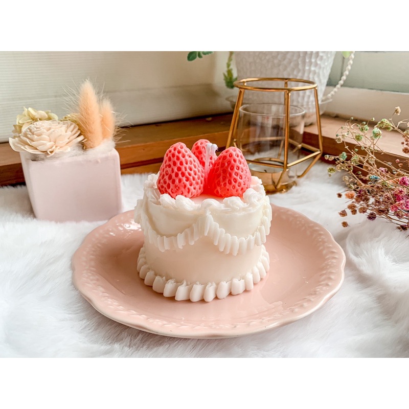 【草莓奶油蛋糕】甜點蠟燭情人節禮物 客製化禮物 生日蛋糕 香氛蠟燭 情侶禮物推薦 朋友禮物/交換禮物/創意禮物/禮物推薦