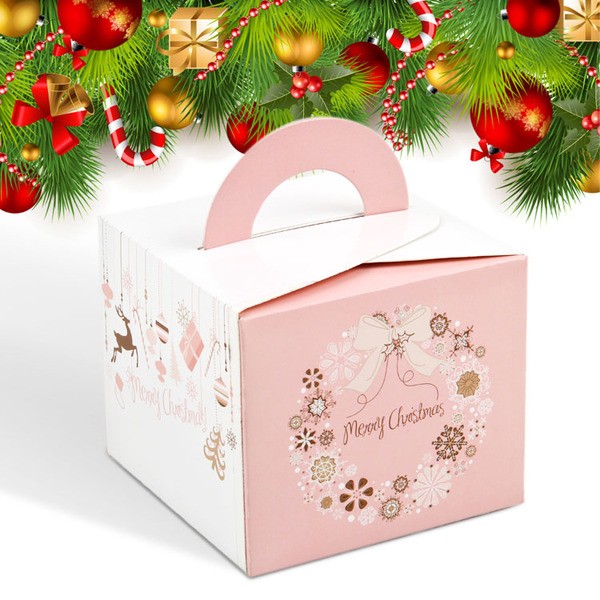粉色聖誕節點心盒 糖果餅乾包裝禮盒