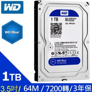 WD 藍標 1TB 3.5吋SATAIII 硬碟 WD10EZEX EZEX