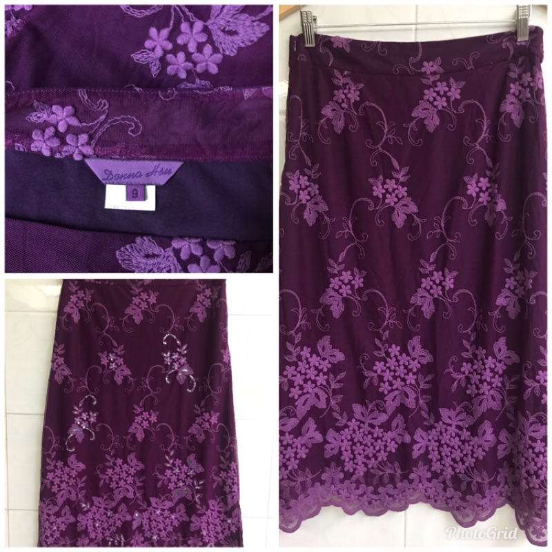 Donna Hsu 紫色繡花裙-9（30腰）HQ♥更多好商品⏩賣場