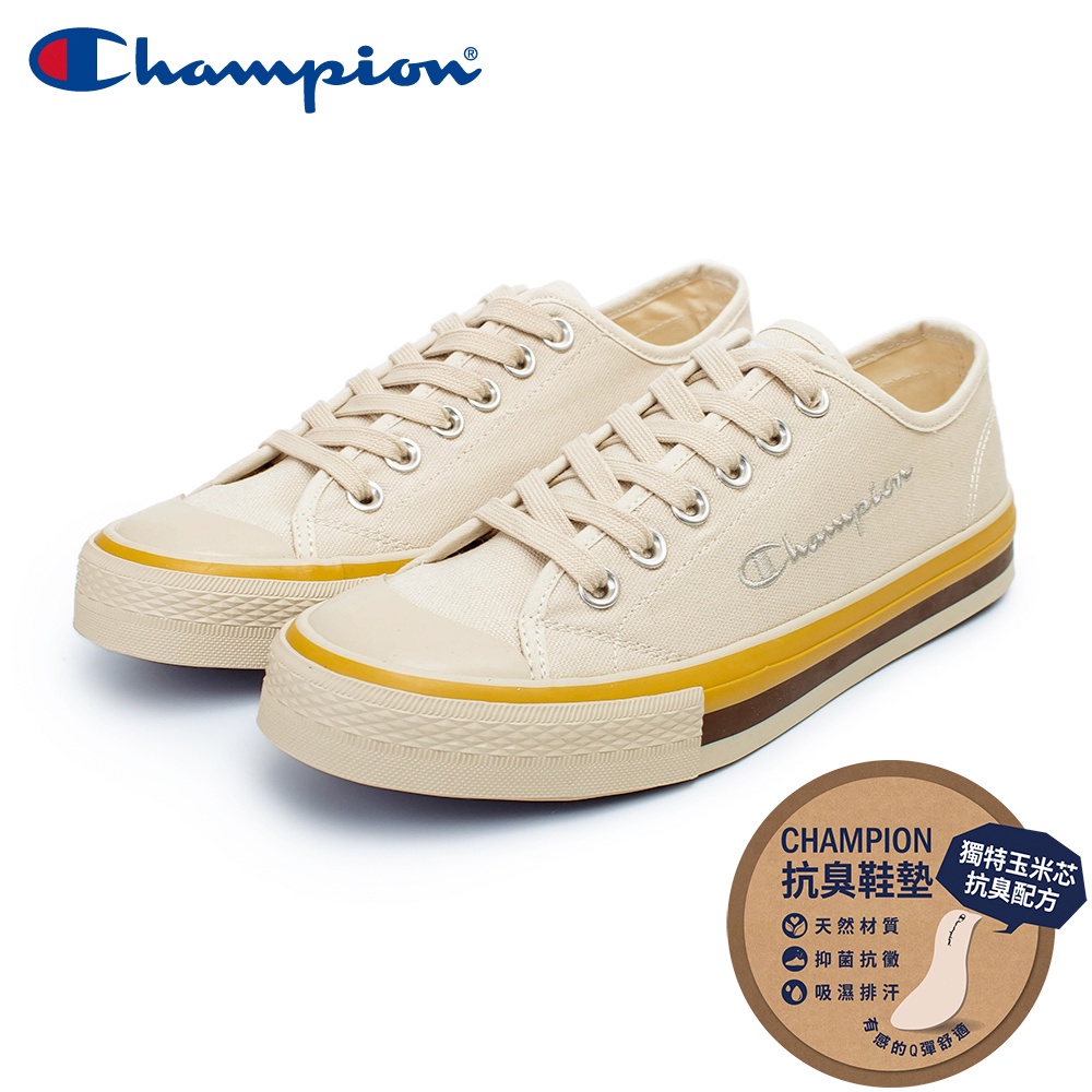 【Champion】女 帆布鞋 休閒鞋 RAINBOW CANVAS-米(WFLS-1073-77)