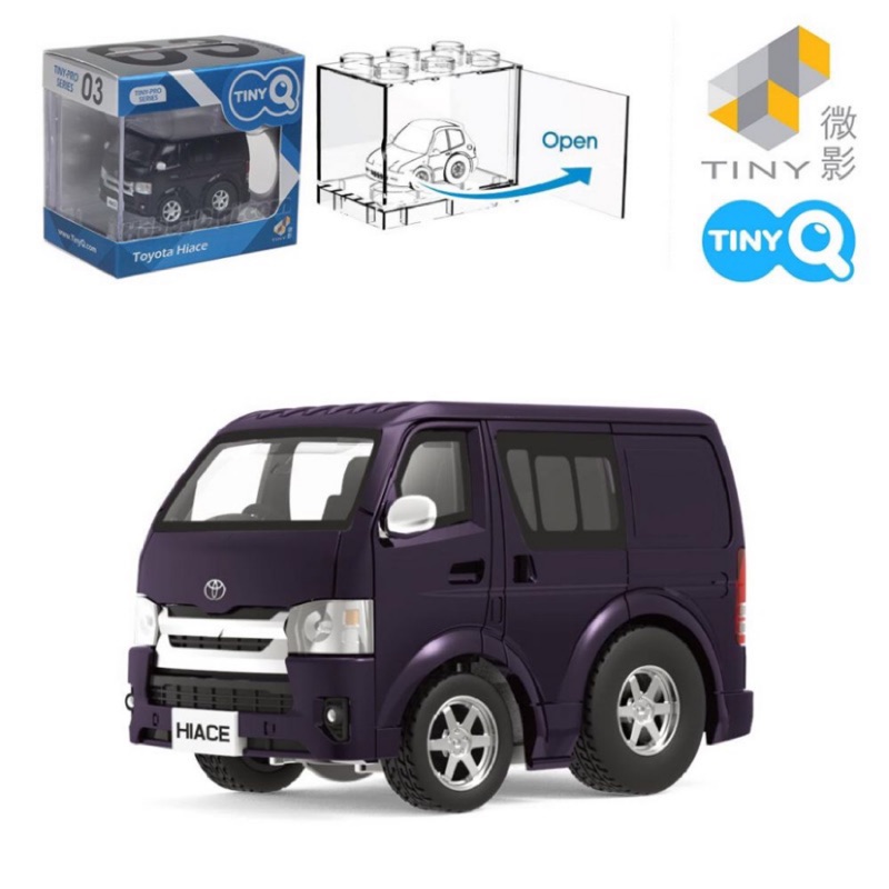 現貨 老周微影 TINY TinyQ 迴力車 豐田Toyota Hiace 海獅 金屬紫色 模型車 Q車 外盒壓克力盒