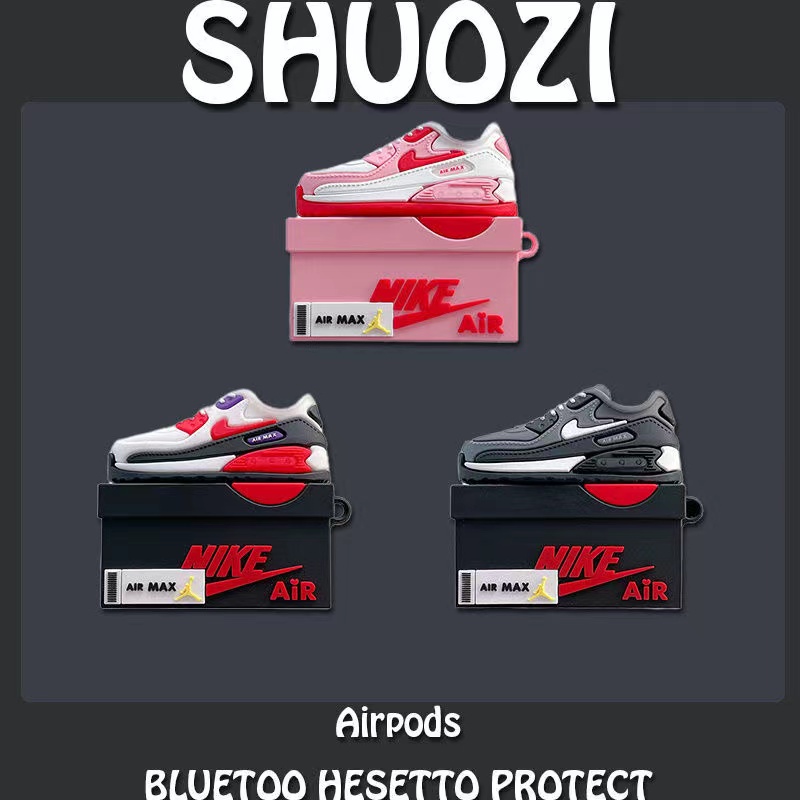 Nike·MAX鞋子鞋盒 Airpods Pro保護套 AirPods 1/2/3代保護殼 配掛鉤 無綫藍牙耳機收納盒