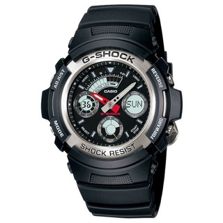 【KAPZZ】CASIO G SHOCK 雙顯錶 霧黑銀圈 AW-590-1A