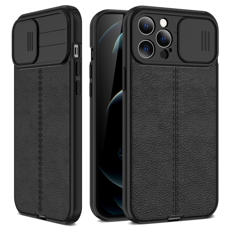 手機殼 iPhone 12 11 Pro Max 皮革質感散熱軟後蓋滑動相機鏡頭保護套