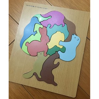 出清~木拼圖 兒童拼圖板~韓國木製動物拼圖板