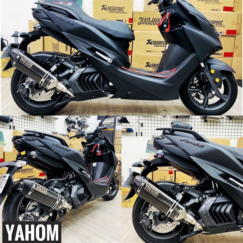 FORCE155 /SMAX155 YAHOM 黑髮絲紋 46公分 改裝排氣管 可驗噪音 低沉 R15/GSXR150