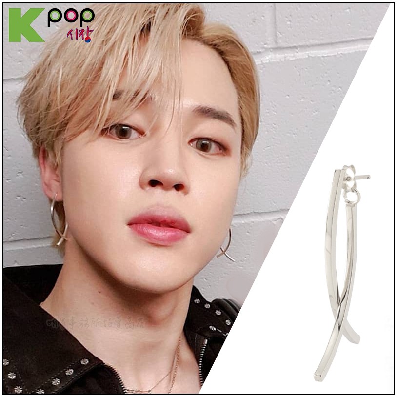 🔺現貨🔺 韓國耳環 ASMAMA 防彈少年團 BTS 朴智旻 JIMIN 同款弧形交叉韓式耳環 智旻同款 正韓耳環