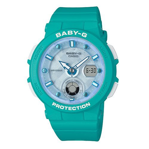 【CASIO】BABY-G 海洋女神波光閃耀運動腕錶-蒂芬妮藍 (BGA-250-2A)正版宏崑公司貨