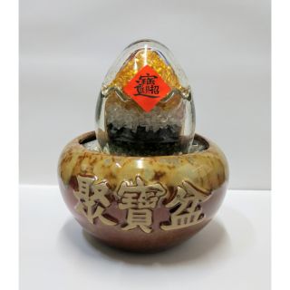 旺財小聚寶盆+招財蛋+天然五行水晶碎石.一組優惠價375元