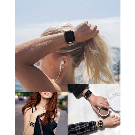 Apple Watch SE/S4/S5/S6 38/40/41/42/44mm 45MM 不鏽鋼 米蘭簡約金屬磁吸錶帶