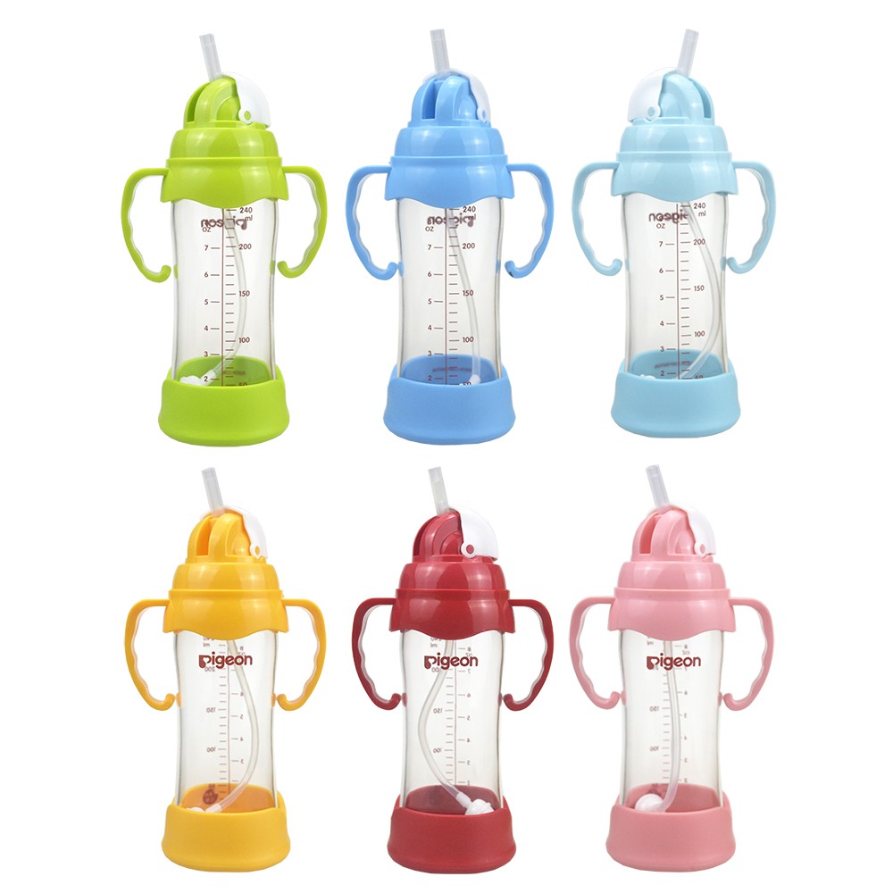 現貨❤️寶寶喝水神器-通用貝親寬口奶瓶轉換水杯蓋-(滑蓋頭吸管+手把+軟墊三件組合)