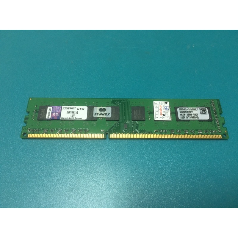 金士頓 DDR3 1600 8G 桌上型 記憶體 KVR16N11/8