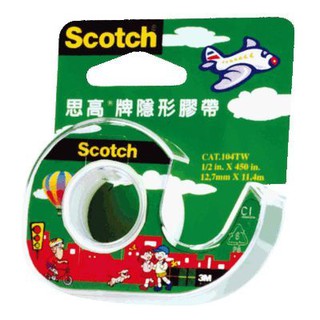 【史代新文具】3M 104-TW 12.7mmX11.4 附切割器隱形膠帶