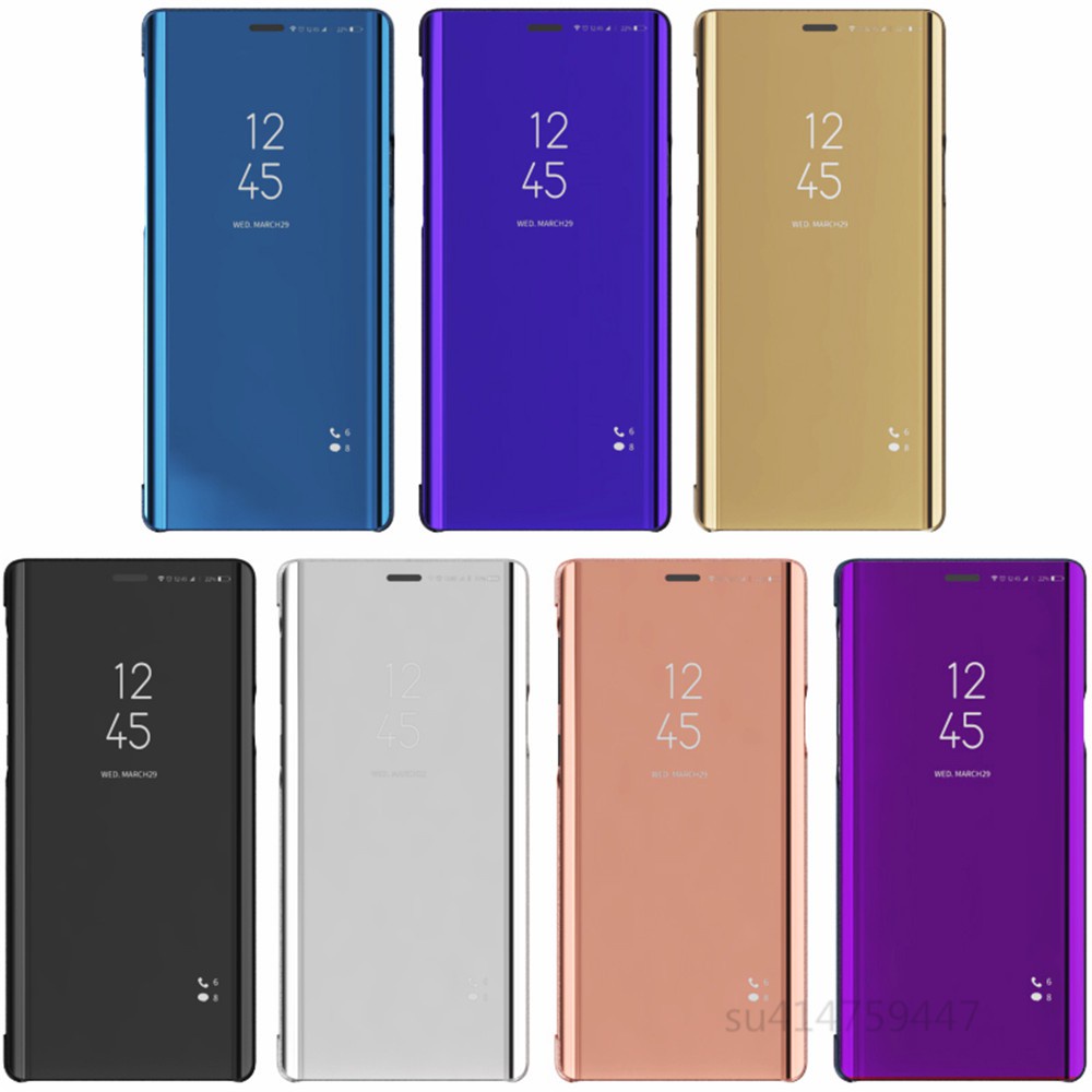 三星鏡面智能皮套帶支架 note10plus note10 note10+ note9 note8 note5休眠手機殼