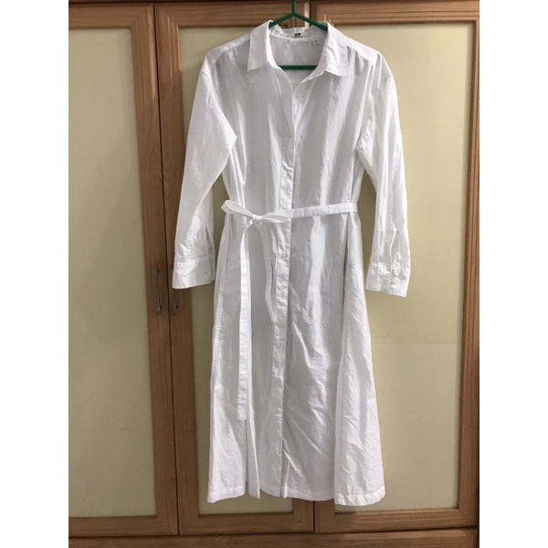 二手-Uniqlo白色襯衫洋裝