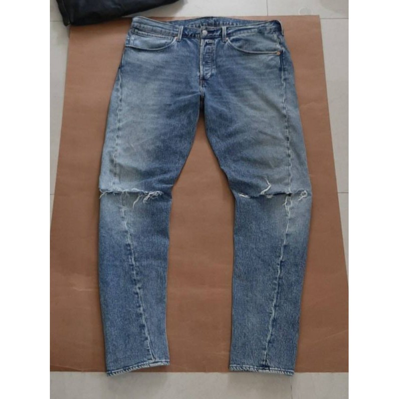 （客訂勿下標）正品LEVIS502 TAPER LEJ 3D 男排釦水洗刀割上寬下窄彈性牛仔褲W34/L34
