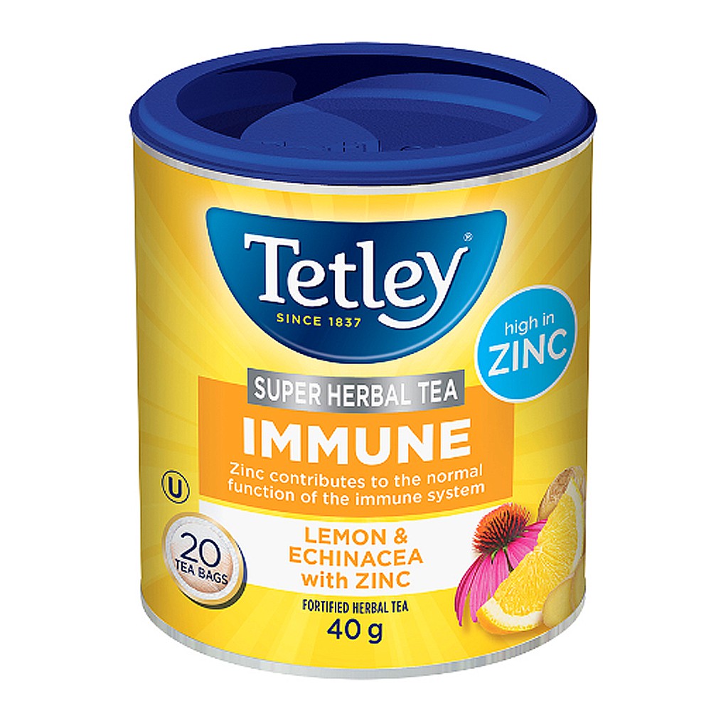 現貨 !英國 Tetley Immune Fortified Herbal 草本涼茶~含鋅~20包罐裝給疲倦柔弱的你!