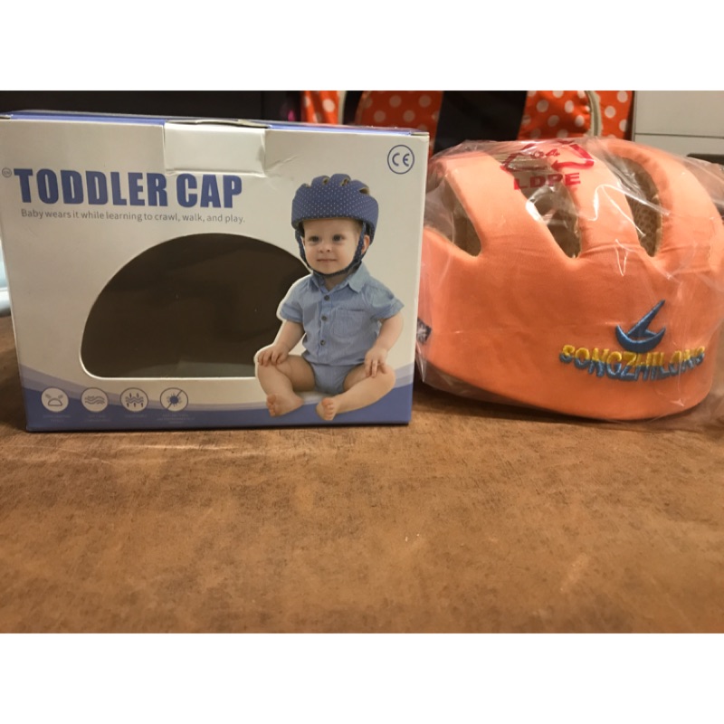 嬰幼 防撞帽 保護帽  寶寶帽子 寶寶安全帽 兒學步防摔帽 頭盔 保護頭部（全新）粉橘色