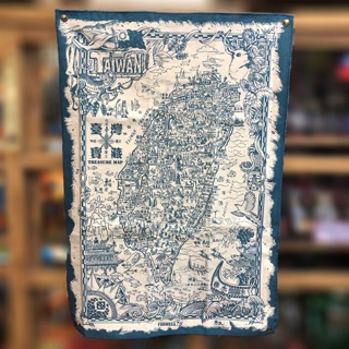 伍拾錢台灣藏寶圖台灣地名地圖台灣地圖台灣特色掛布伴手禮送禮收藏 Beecost