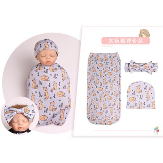 現貨《寶寶套裝』寶寶睡袋 髮飾套裝 三件套 ♥ 嬰兒髮帶 帽子睡袋 ♥ 新款兒童 髮飾套裝 售完為止