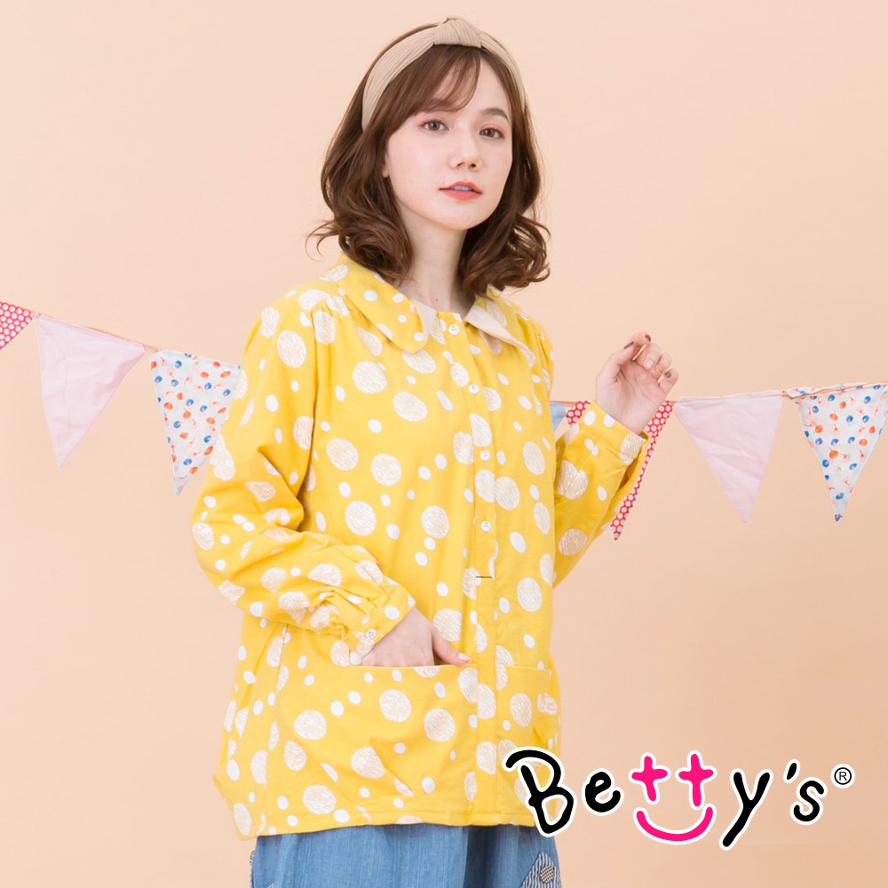 betty’s貝蒂思(95)日系圓點印花翻領上衣(黃色)