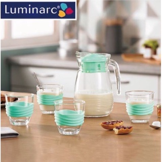 【Luminarc樂美雅】 法國牌湖水綠強化玻璃杯茶壺套組