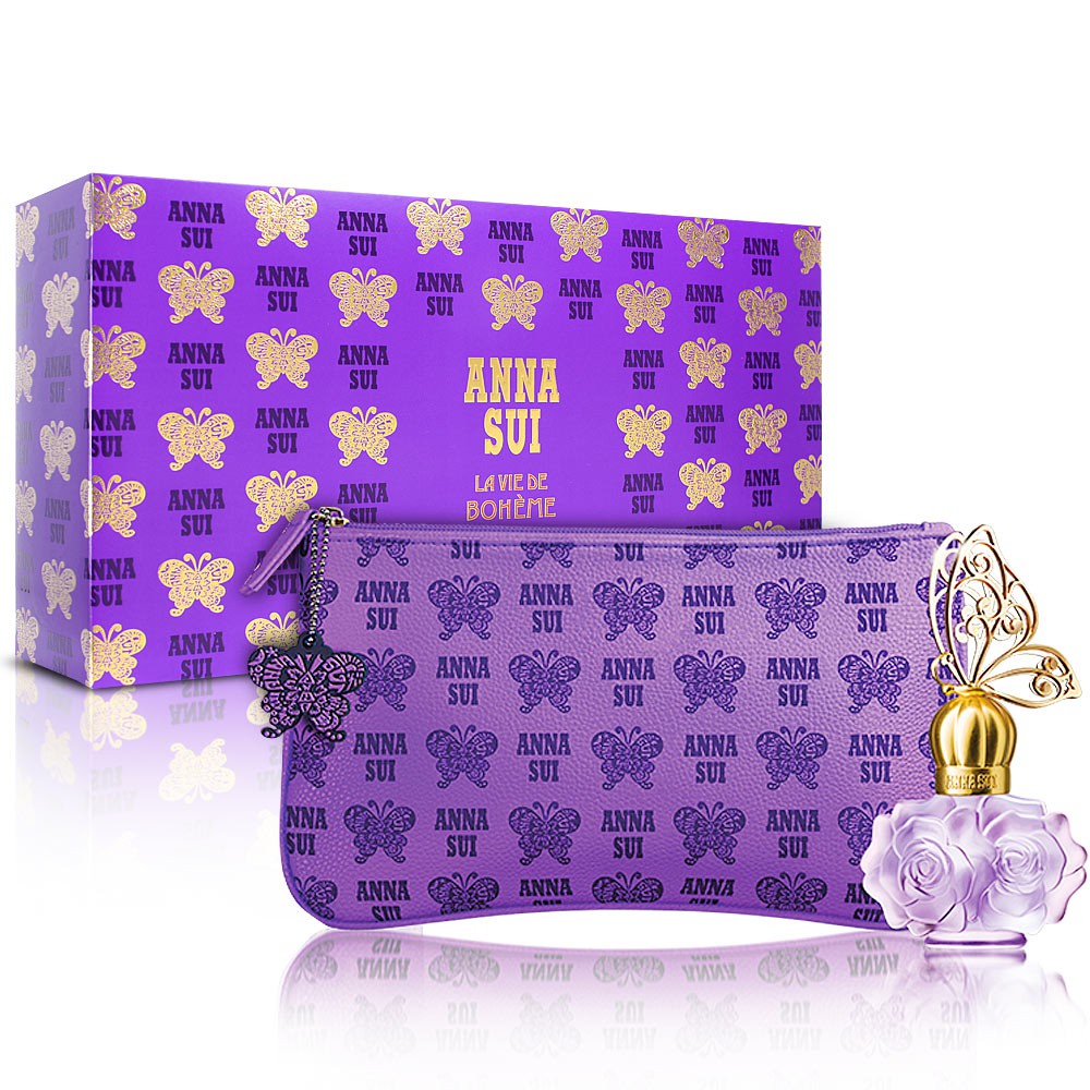 Anna Sui 紫蝶戀蝴蝶禮盒 淡香水30ml 化妝包 蝦皮購物