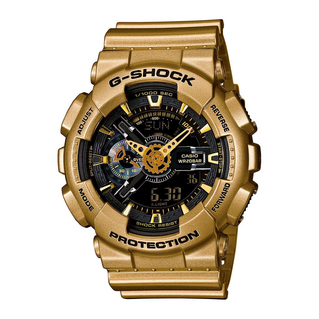 【CASIO】G-SHOCK 全金配色熱賣人氣款 大錶徑雙顯運動錶 GA-110GD-9B 平行輸入保固一年