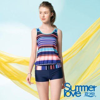 【Summer Love 夏之戀】加大碼背心款長版二件式泳衣(S21715)