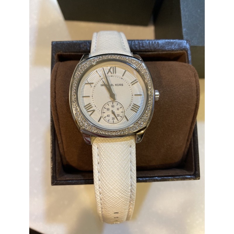 【Michael Kors】 MK2385 經典水鑽大錶盤手錶 最潮流羅馬石英女錶 皮帶錶 款腕錶