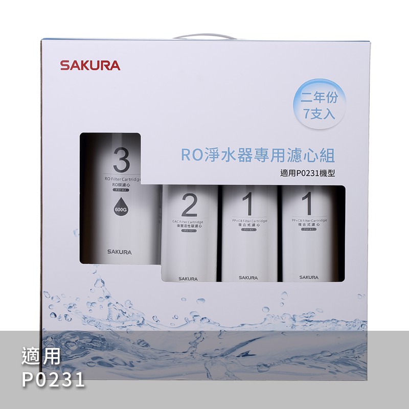 SAKURA 櫻花 濾芯耗材 F0194 RO淨水器專用濾心7支入(P0231二年份) 附發票