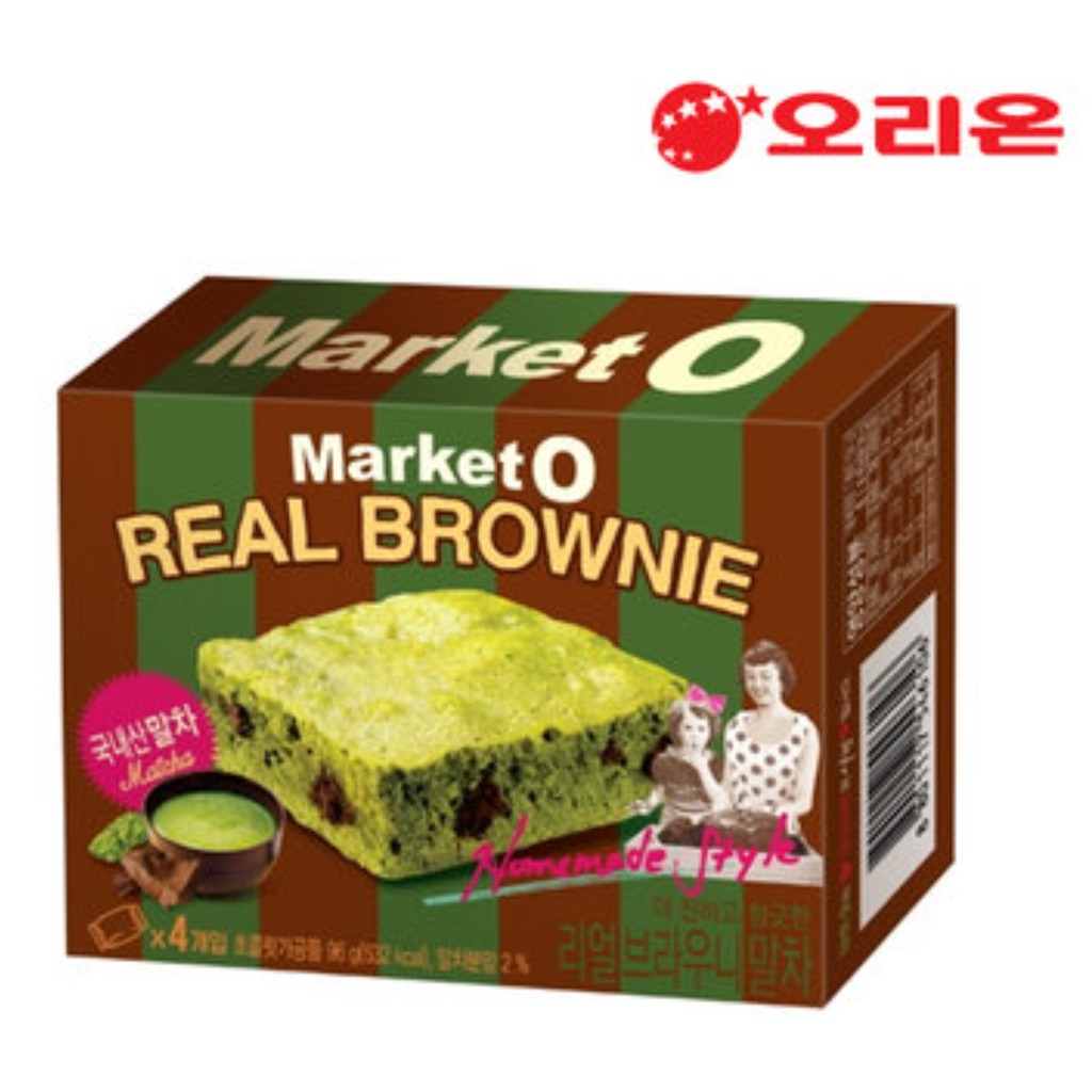 韓國 好麗友 MARKET O布朗尼抹茶味蛋糕點心 96g/盒  每小盒有4片/包