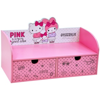 【羅曼蒂克專賣店】正版 木製 Hello Kitty綜合造型兩抽盒 KITTY收納盒 美樂蒂收納盒 KT-630042