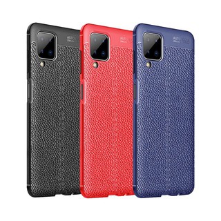 Samsung Galaxy M12 荔枝紋保護殼皮革紋造型超薄全包手機殼背蓋