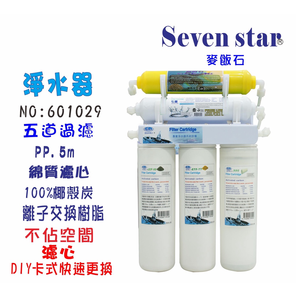【Seven star淨水網】淨水器卡式五管過濾器DIY快速更換濾心貨號 601029