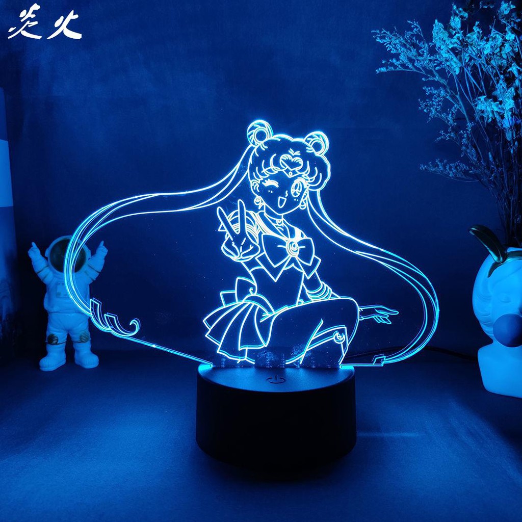 動漫月光美少女戰士月野兔sailor Moon小夜燈臥室七彩氛圍led臺燈 蝦皮購物
