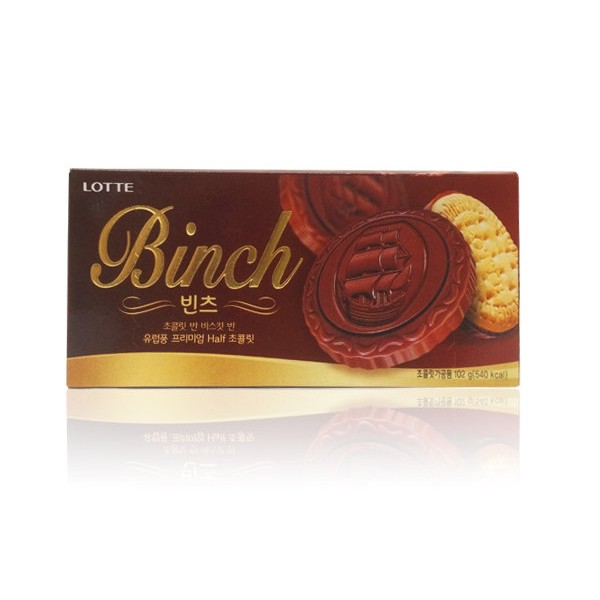韓國 LOTTE Binch 巧克力餅乾 102g 市價79元