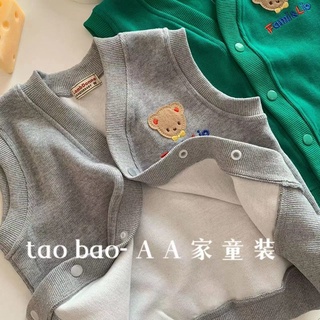 熱銷新款日韓秋季新款男女童馬甲日系小熊刺繡兒童寶寶無袖背心簡約洋氣上衣潮
