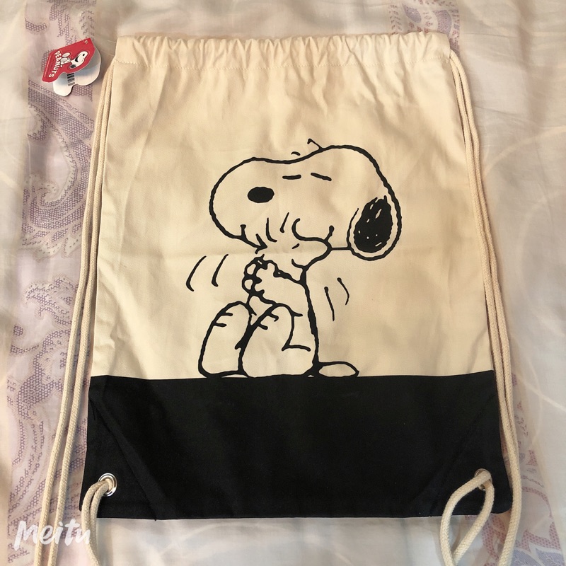 💘 PEANUTS Snoopy ✂️ 史努比 帆布後背包 束帶 購物袋♑️