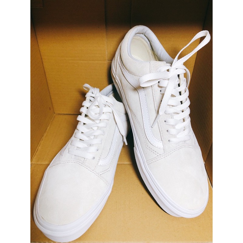 《義大利outlet帶回正貨》VANS Old Skool Classic Skate Shoes｜全米白&amp;麂皮