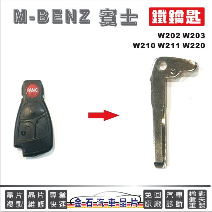 M-BENZ 賓士 W202 W203 W210 W211 W220 備用小鑰匙 鐵鑰匙 緊急開門鑰匙