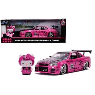 BEETLE JADA HELLO KITTY 2002 NISSAN SKYLINE GTR 模型車 1:24 合金